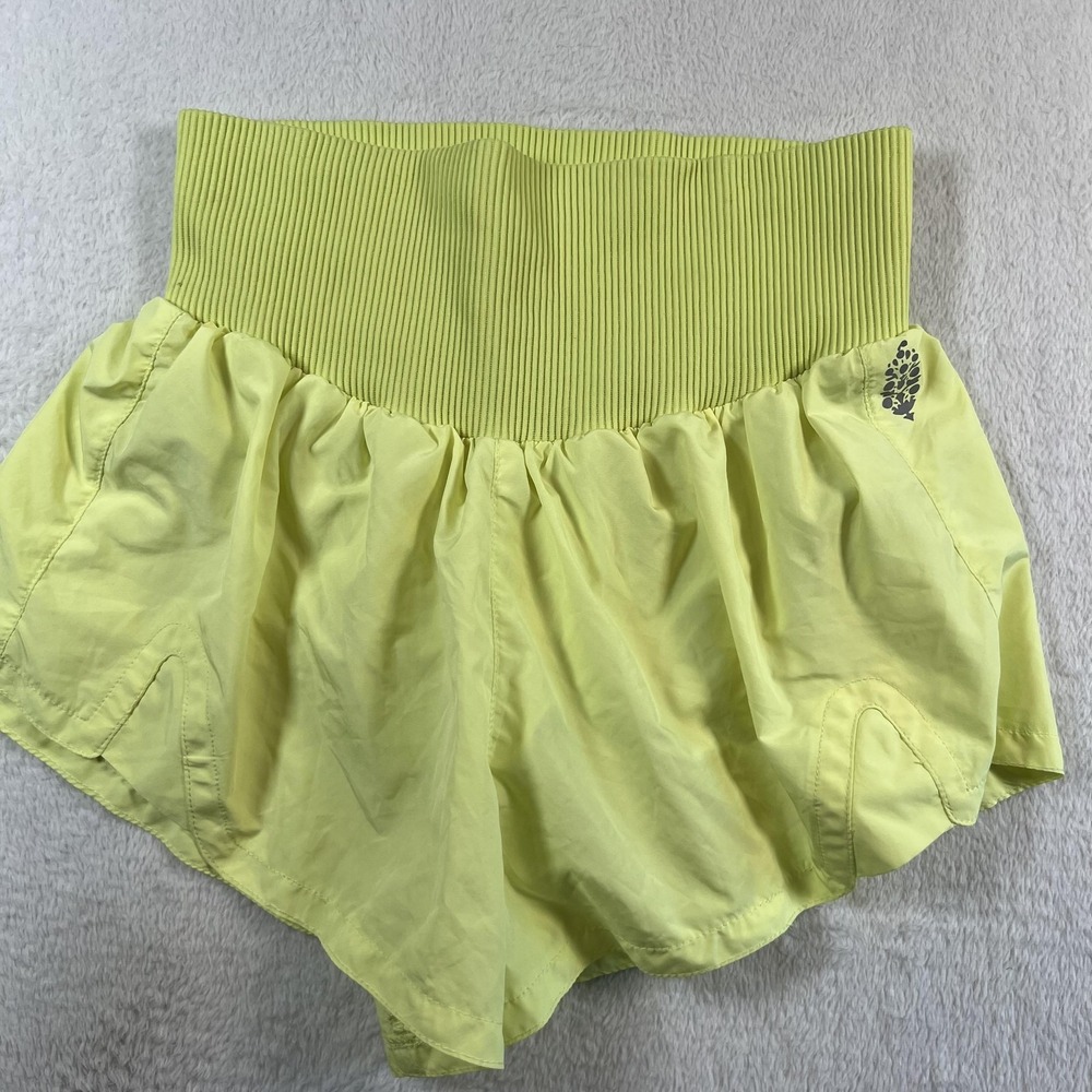 Free People Movement Carpe Diem XS Yellow Athletic Ribbed Waist Lined Shorts